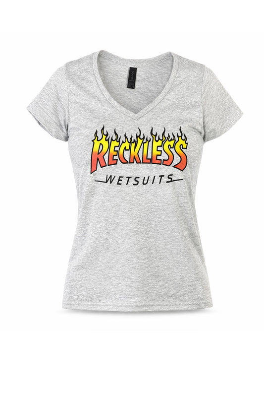 Reckless V Neck  Flames Print